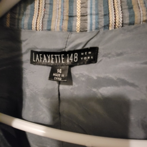 Lafayette 148 Vintage Turquoise-Gold Blazer, size 12 - Picture 4 of 6